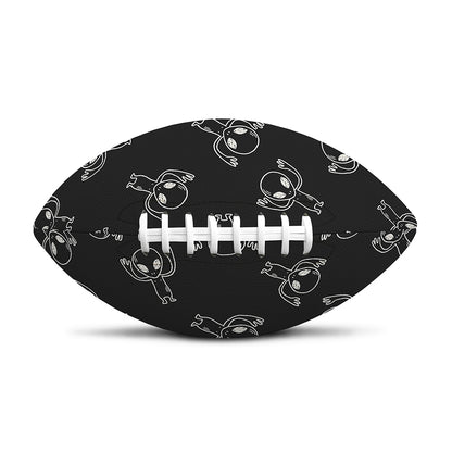 Black And White Alien Print Rugby Ball