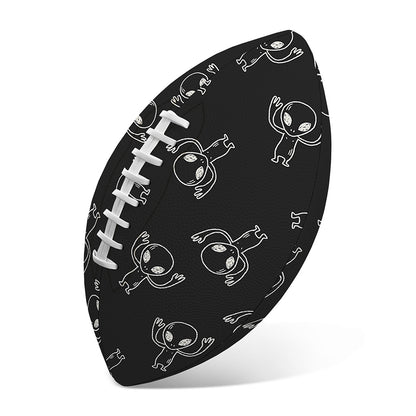 Black And White Alien Print Rugby Ball