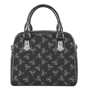 Black And White Alien Print Shoulder Handbag