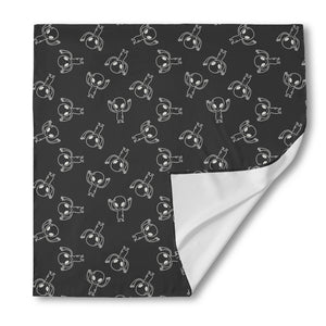 Black And White Alien Print Silk Bandana