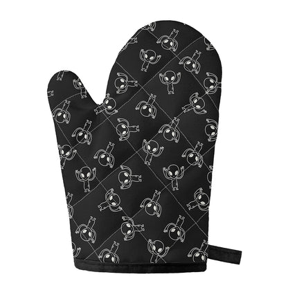Black And White Alien Print Single Oven Mitt