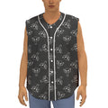 Black And White Alien Print Sleeveless Baseball Jersey