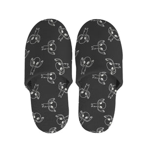 Black And White Alien Print Slippers