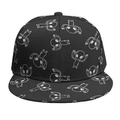 Black And White Alien Print Snapback Cap