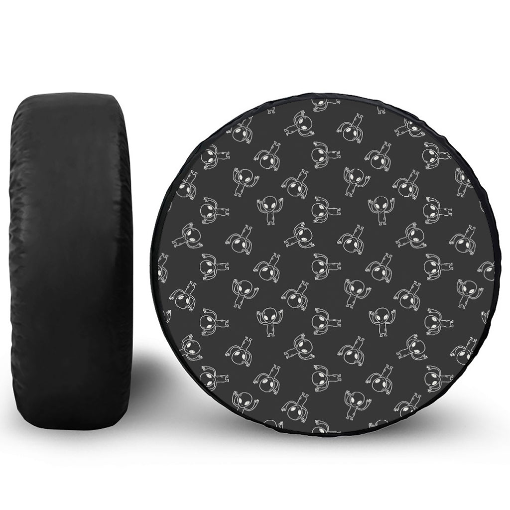 Black And White Alien Print Tire Cover