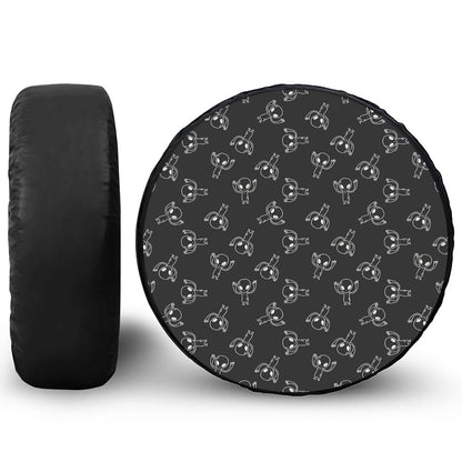 Black And White Alien Print Tire Cover