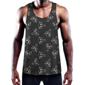 Black And White Alien Print Men's Workout Tank Top
