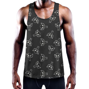 Black And White Alien Print Training Tank Top