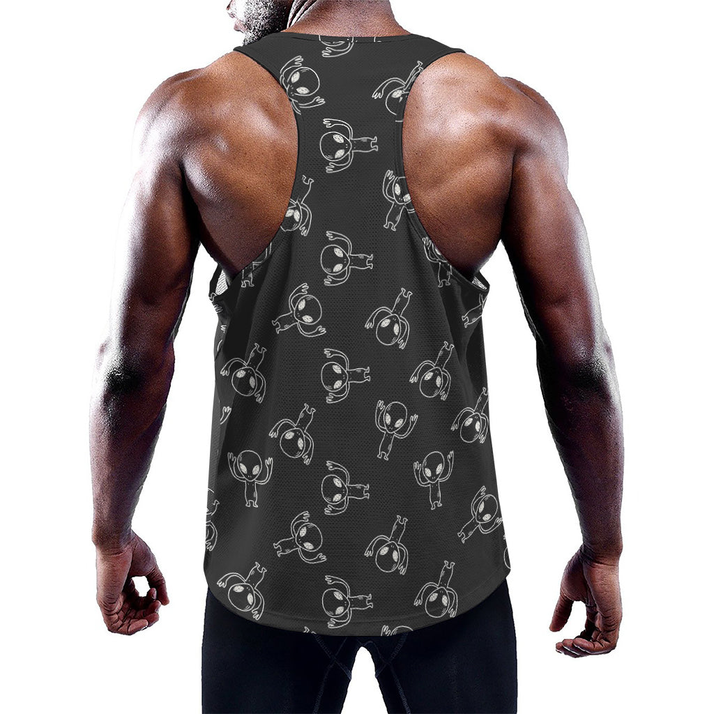 Black And White Alien Print Training Tank Top