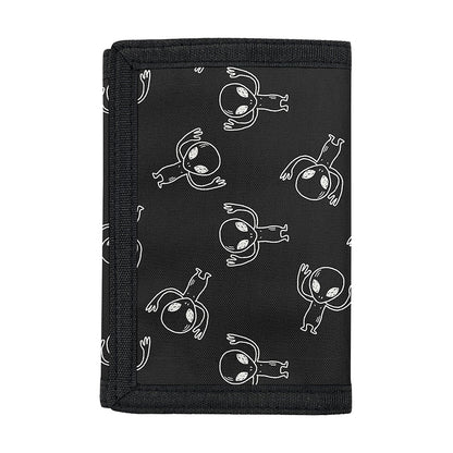 Black And White Alien Print Trifold Wallet