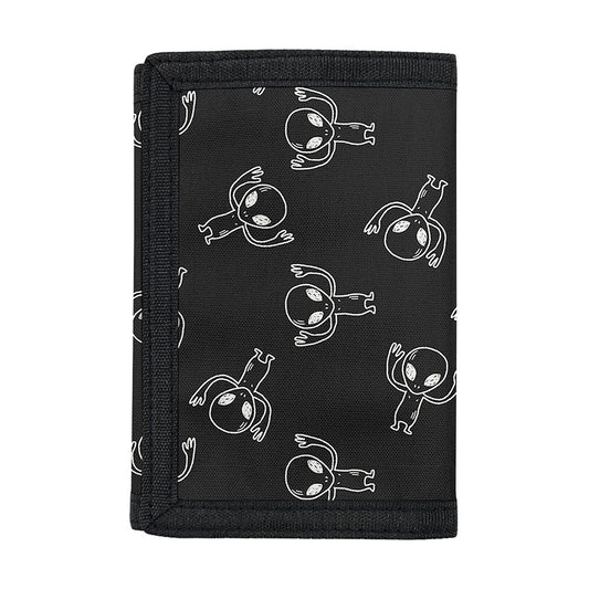 Black And White Alien Print Trifold Wallet