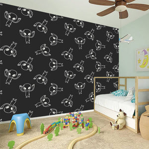 Black And White Alien Print Wall Sticker