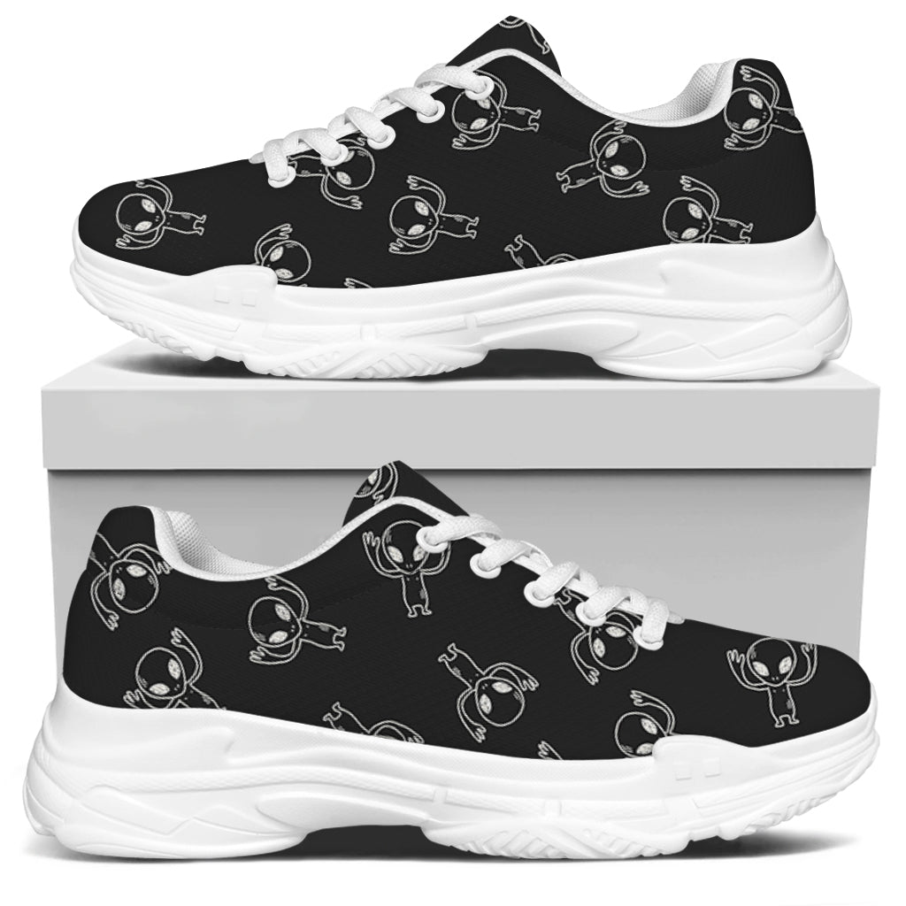 Black And White Alien Print White Chunky Shoes