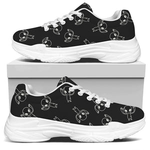 Black And White Alien Print White Chunky Shoes