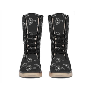 Black And White Alien Print Winter Boots