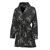 Black And White Alien Print Women's Bathrobe