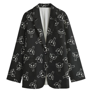 Black And White Alien Print Women's Blazer