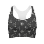 Black And White Alien Print Women's Sports Bra