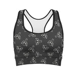 Black And White Alien Print Women's Sports Bra