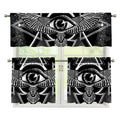Black And White All Seeing Eye Print 3 Piece Kitchen Curtains