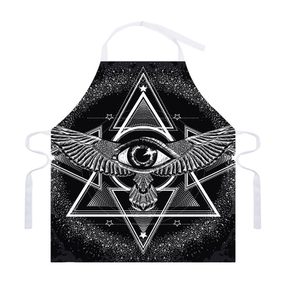 Black And White All Seeing Eye Print Adjustable Apron