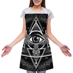 Black And White All Seeing Eye Print Adjustable Apron