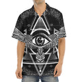Black And White All Seeing Eye Print Aloha Shirt