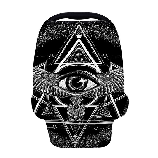Black And White All Seeing Eye Print Baby Seat Cover