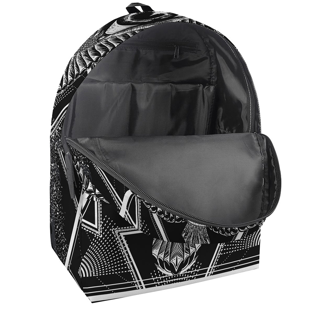 Black And White All Seeing Eye Print Backpack