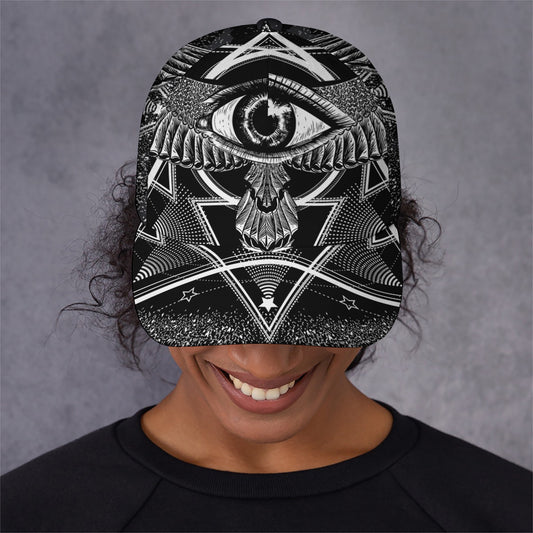 Black And White All Seeing Eye Print Baseball Cap