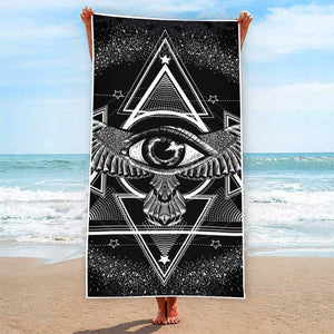 Black And White All Seeing Eye Print Beach Towel