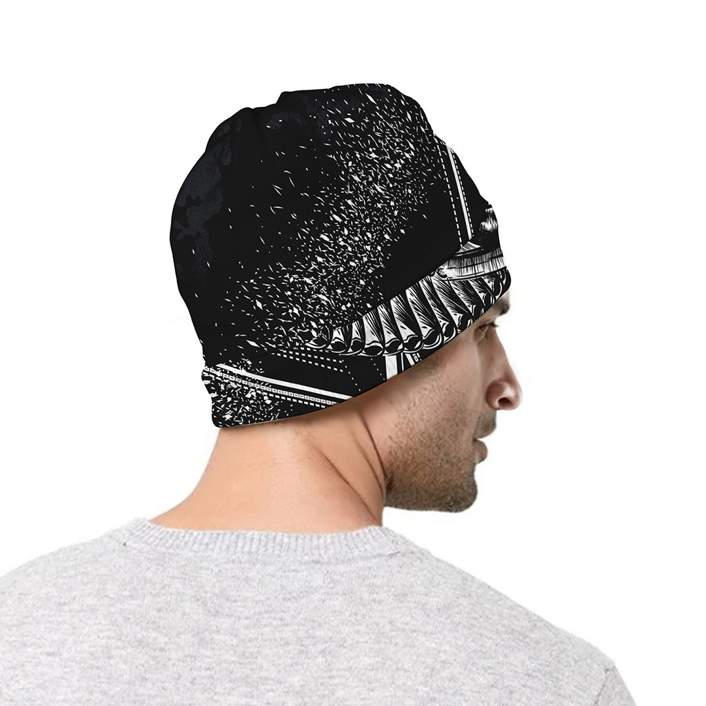Black And White All Seeing Eye Print Beanie