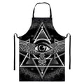 Black And White All Seeing Eye Print Bib Apron With Pocket