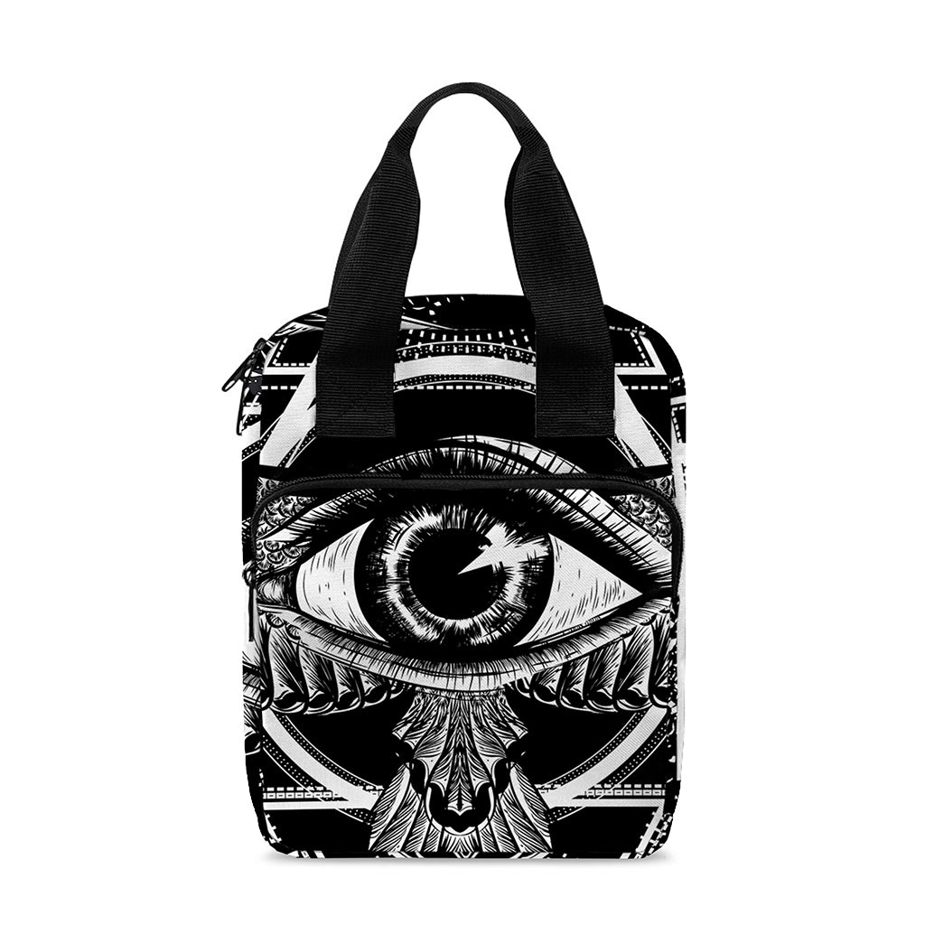 Black And White All Seeing Eye Print Bible Tote Bag
