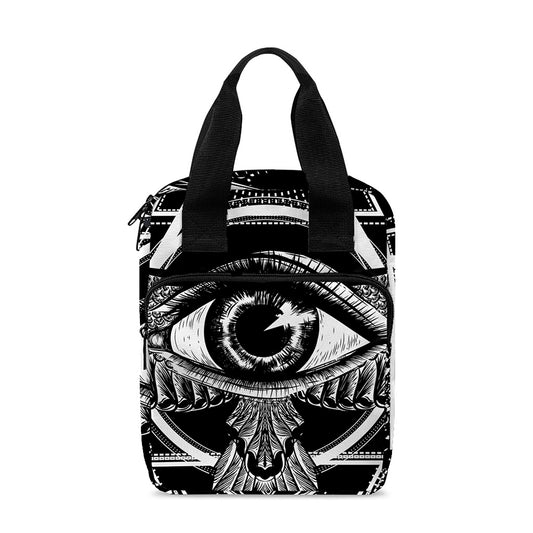 Black And White All Seeing Eye Print Bible Tote Bag
