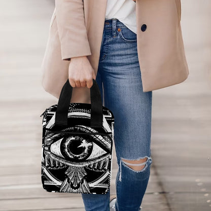 Black And White All Seeing Eye Print Bible Tote Bag