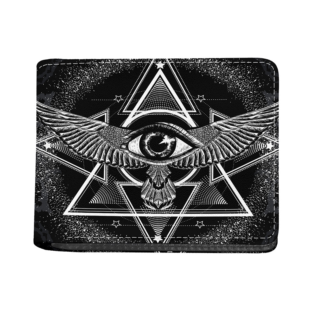 Black And White All Seeing Eye Print Bifold Wallet