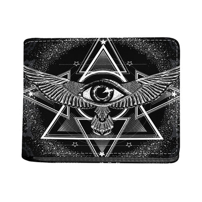 Black And White All Seeing Eye Print Bifold Wallet