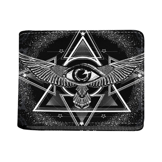 Black And White All Seeing Eye Print Bifold Wallet