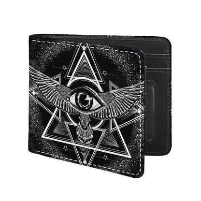 Black And White All Seeing Eye Print Bifold Wallet
