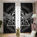 Black And White All Seeing Eye Print Dimout Pencil Pleat Curtains