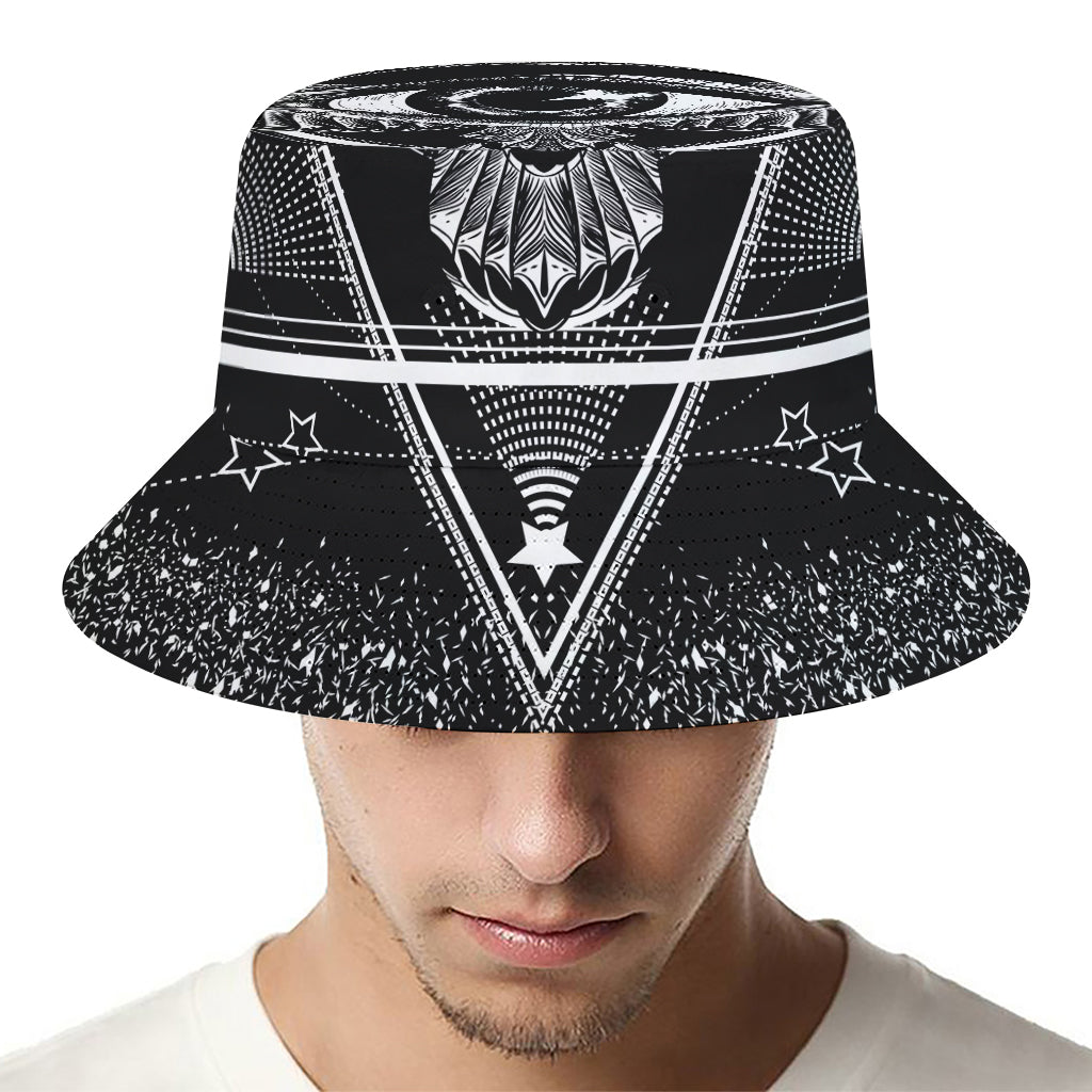 Black And White All Seeing Eye Print Bucket Hat