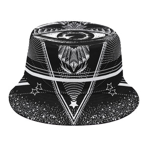 Black And White All Seeing Eye Print Bucket Hat