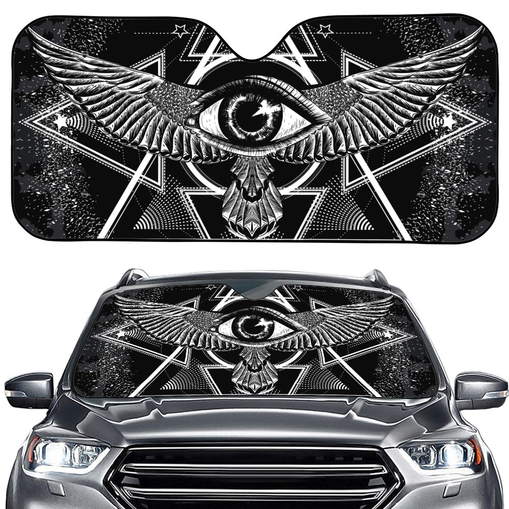 Black And White All Seeing Eye Print Car Windshield Sun Shade