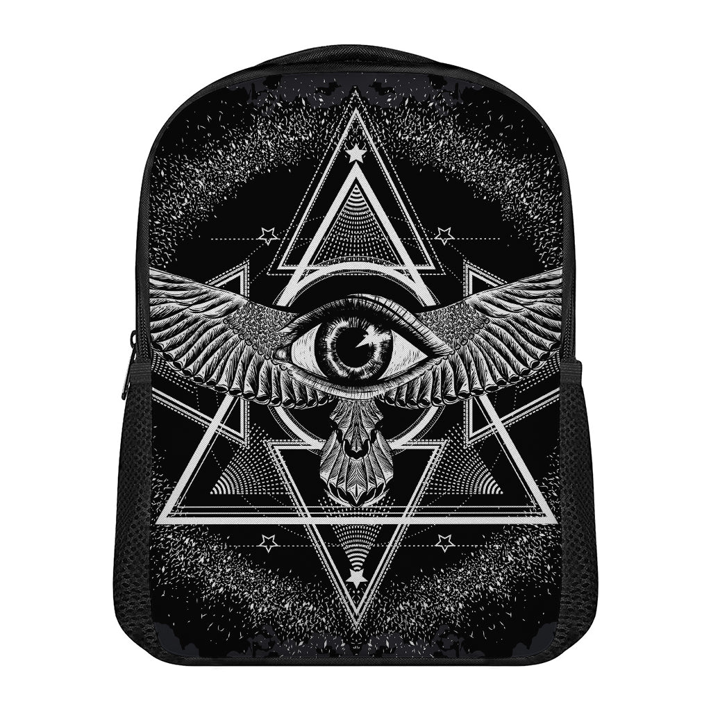 Black And White All Seeing Eye Print Casual Backpack