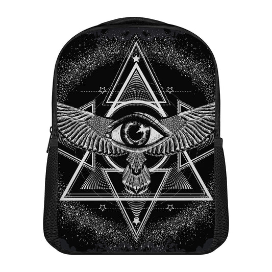 Black And White All Seeing Eye Print Casual Backpack