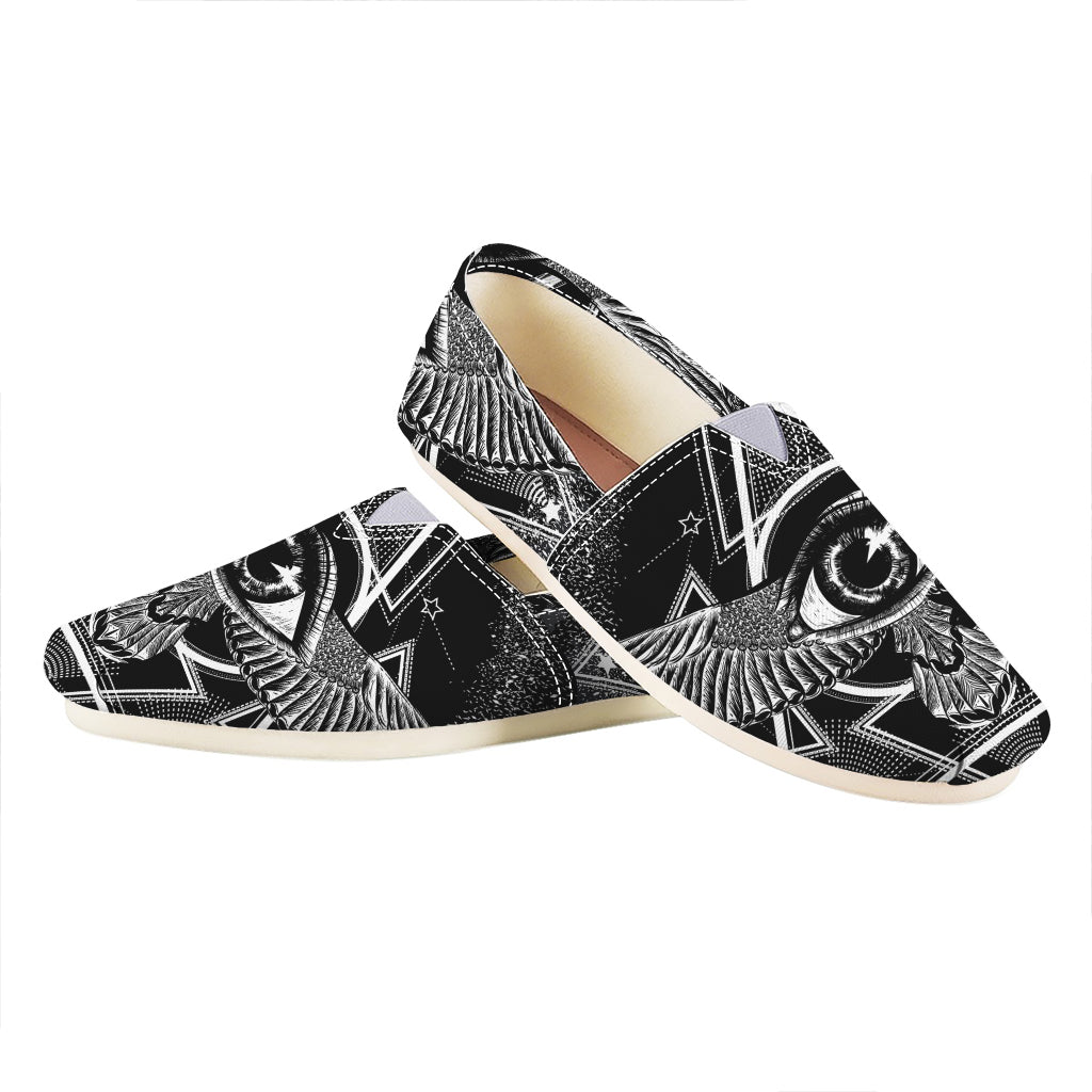 Black And White All Seeing Eye Print Casual Shoes