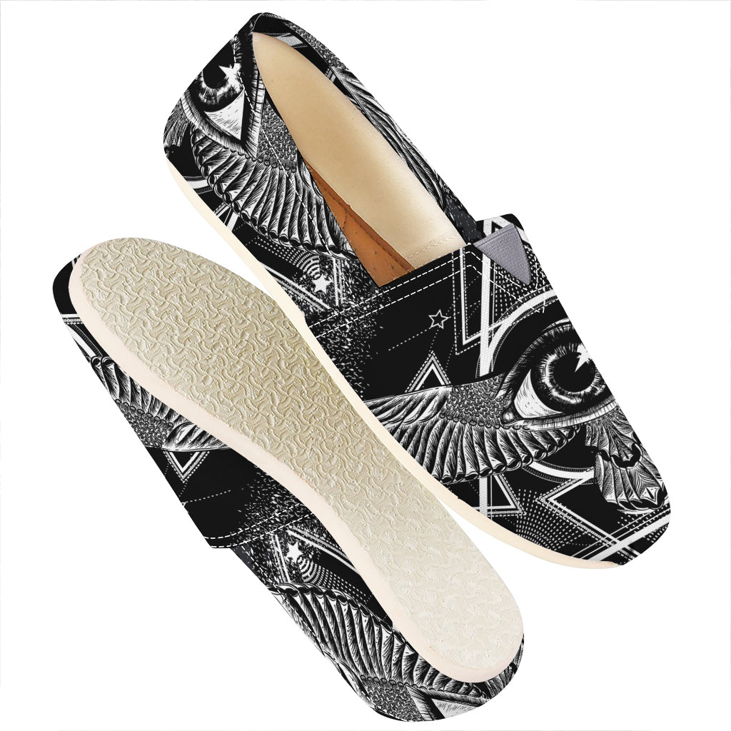 Black And White All Seeing Eye Print Casual Shoes