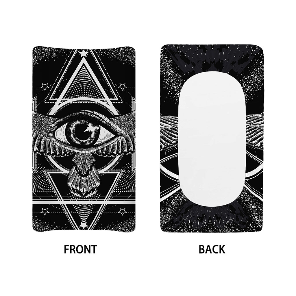 Black And White All Seeing Eye Print Changing Pad Cover