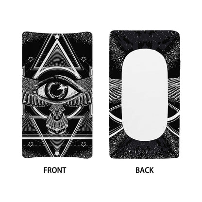 Black And White All Seeing Eye Print Changing Pad Cover